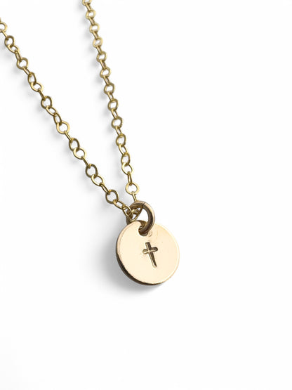 Tiny Cross Gold Charm Necklace - Cloverleaf Jewelry