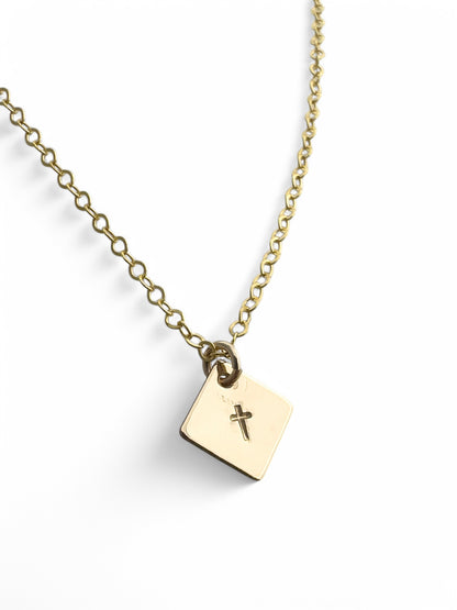 Tiny Cross Gold Charm Necklace - Cloverleaf Jewelry