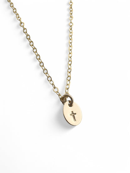 Tiny Cross Gold Charm Necklace - Cloverleaf Jewelry