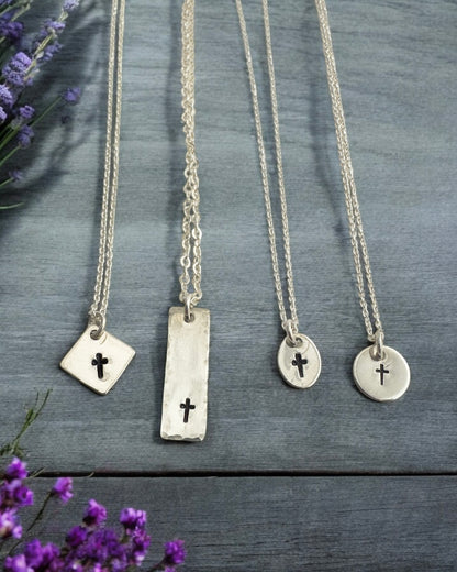 Tiny Cross Silver Charm Necklace - Cloverleaf Jewelry