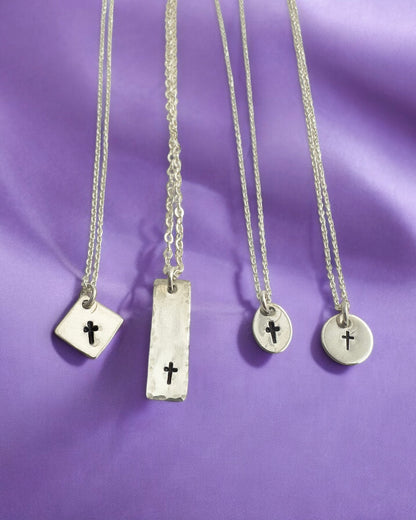 Tiny Cross Silver Charm Necklace - Cloverleaf Jewelry