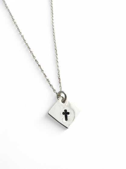Tiny Cross Silver Charm Necklace - Cloverleaf Jewelry