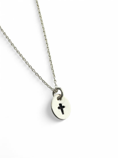 Tiny Cross Silver Charm Necklace - Cloverleaf Jewelry