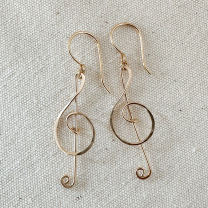 Treble Clef Gold Earrings - Cloverleaf Jewelry