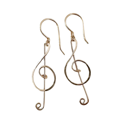 Treble Clef Gold Earrings - Cloverleaf Jewelry