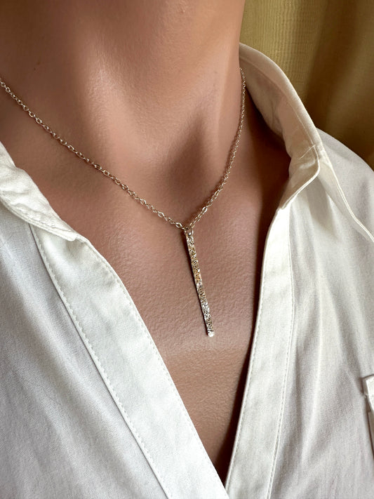 Wayfarer Silver Long Pendant Necklace