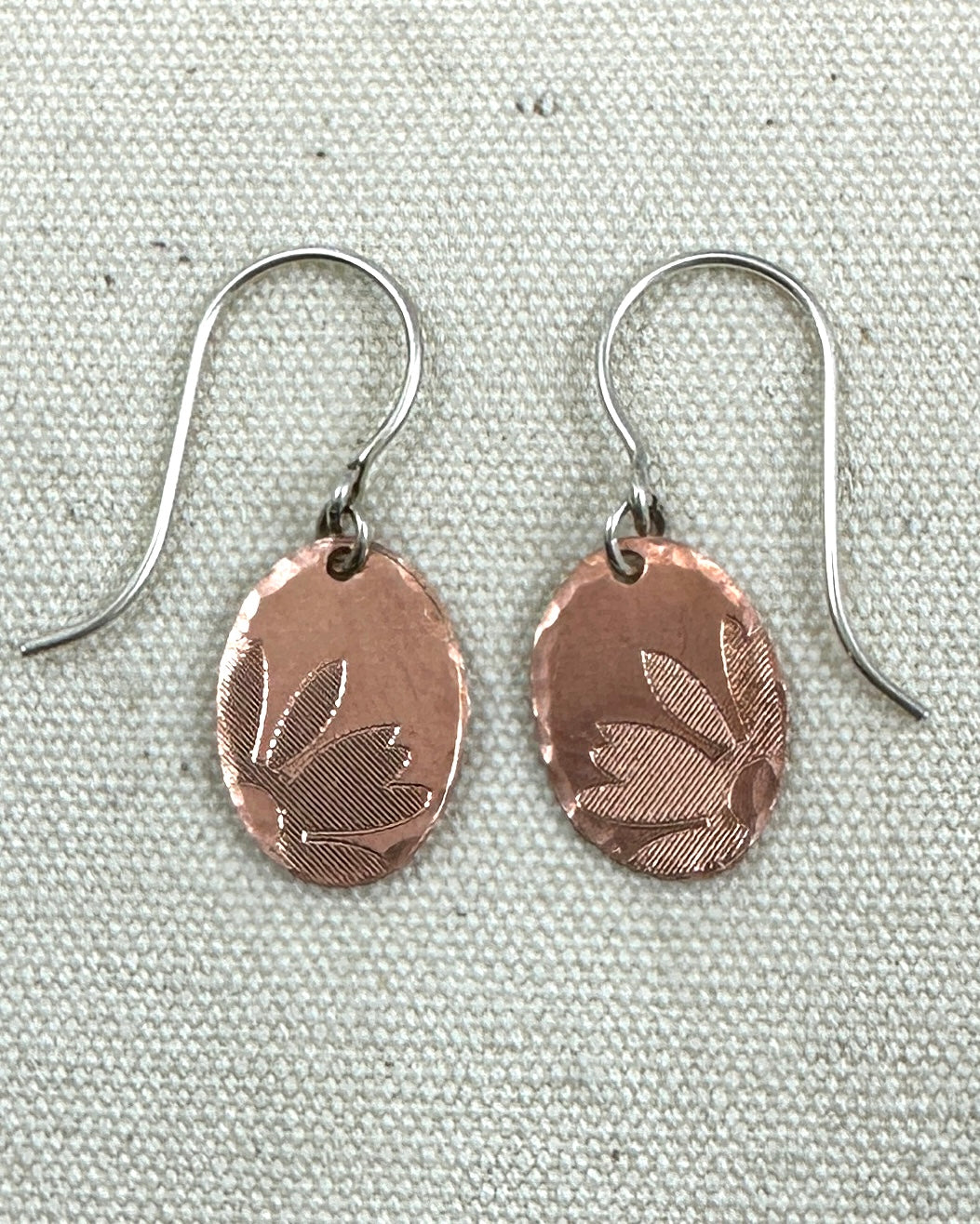 Floral Copper Earrings - Cloverleaf Jewelry
