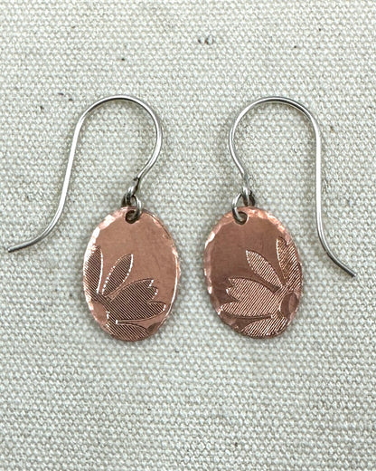 Floral Copper Earrings - Cloverleaf Jewelry