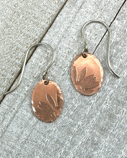 Floral Copper Earrings - Cloverleaf Jewelry