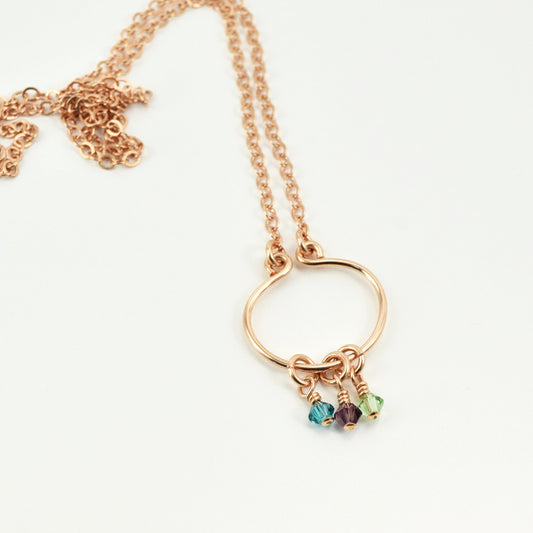 Lyre Rose Gold Birthstone Necklace, Small - Cloverleaf Jewelry