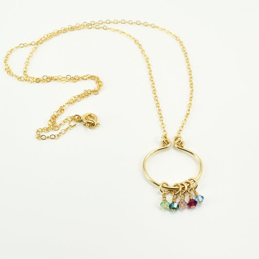 Lyre Gold Birthstone Necklace, Small - Cloverleaf Jewelry