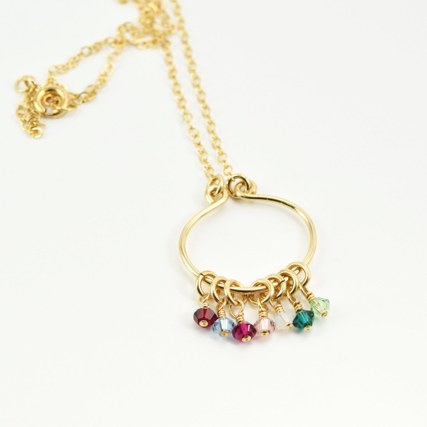 Lyre Gold Birthstone Necklace, Large - Cloverleaf Jewelry