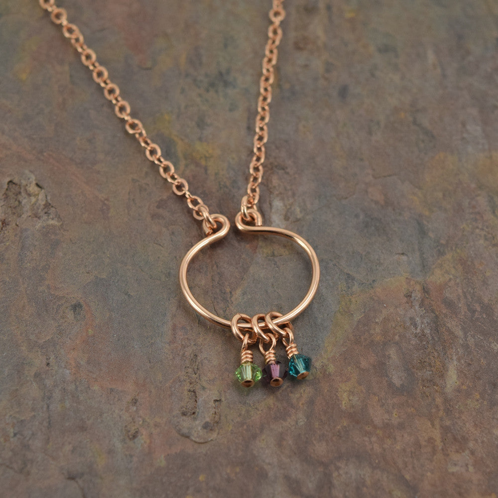 Lyre Rose Gold Birthstone Necklace, Small - Cloverleaf Jewelry