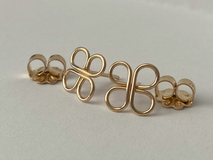 Clovers Gold Post Earrings - Cloverleaf Jewelry