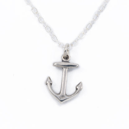 Sterling Silver Anchor Charm Necklace - Cloverleaf Jewelry