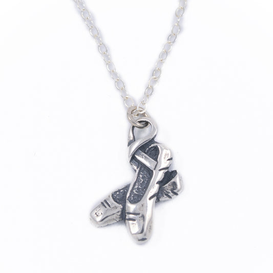 Sterling Silver Ballet Slippers Charm Necklace