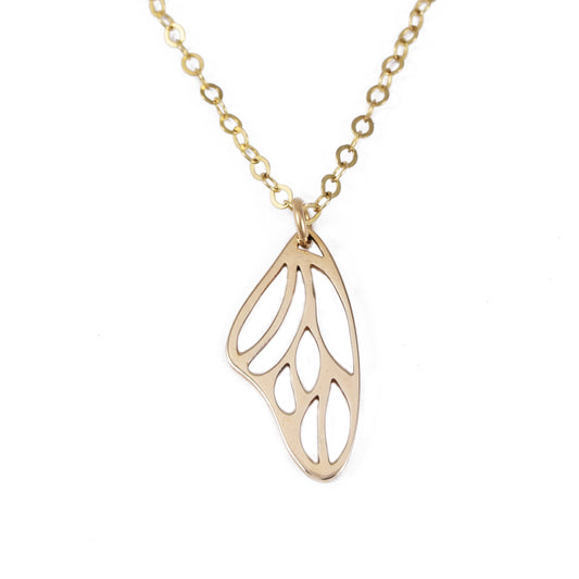 Gold Butterfly Wing Charm Necklace