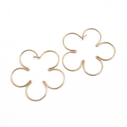 Blossom Flower Gold Hoop Earrings - Cloverleaf Jewelry
