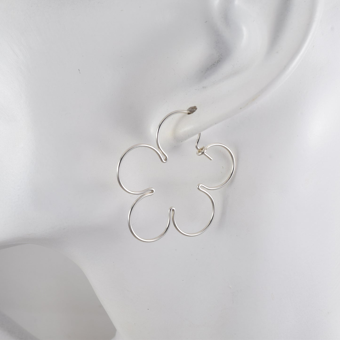 Blossom Flower Silver Hoop Earrings