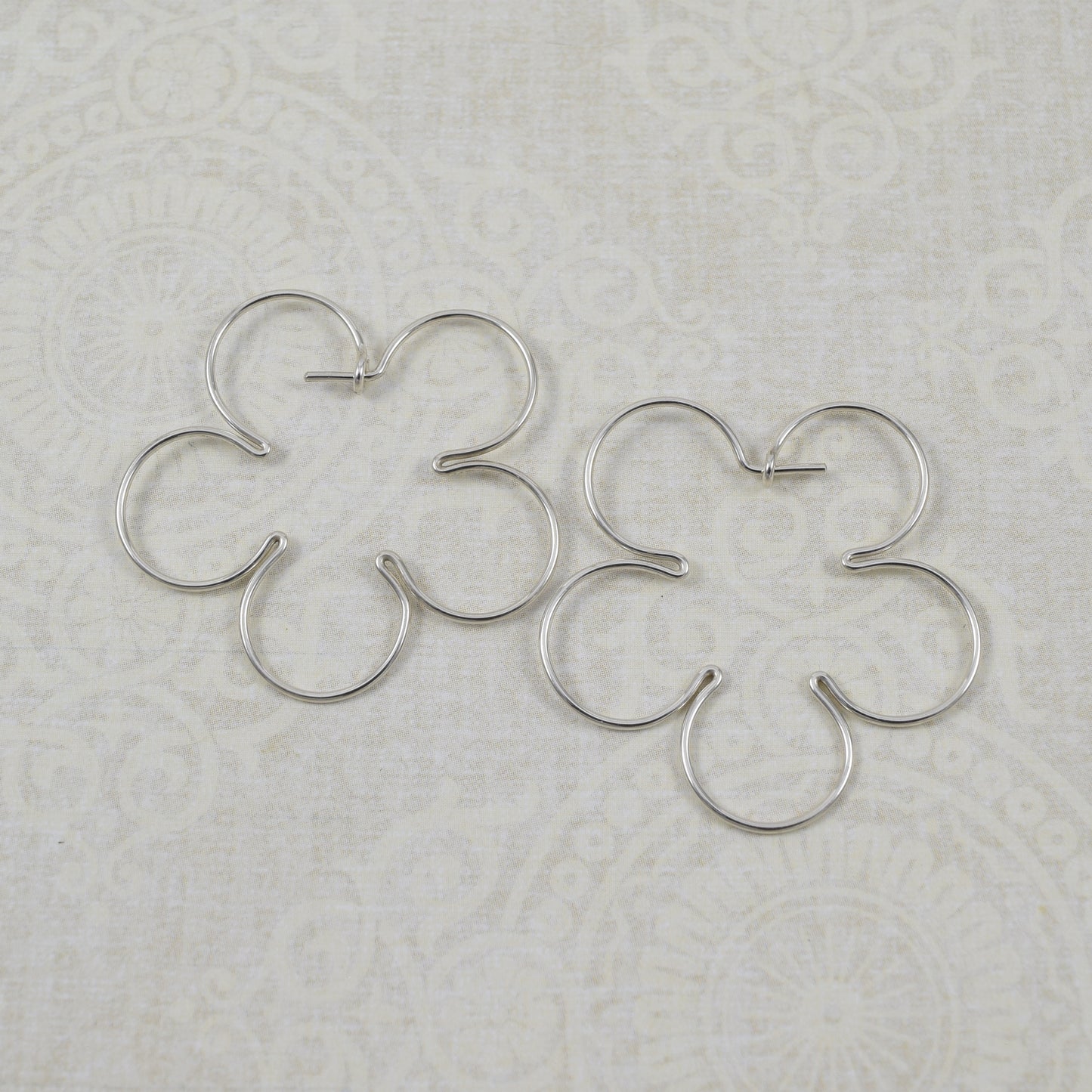 Blossom Flower Silver Hoop Earrings