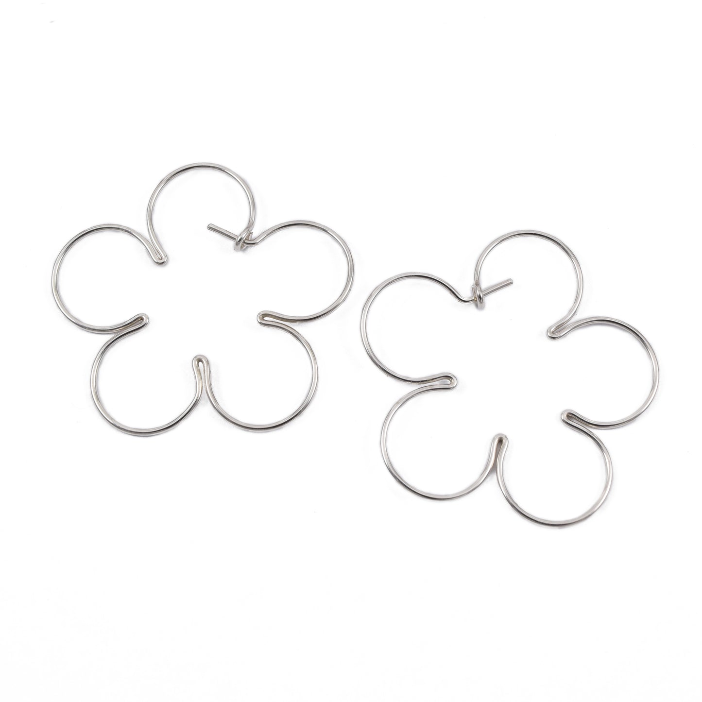 Blossom Flower Silver Hoop Earrings