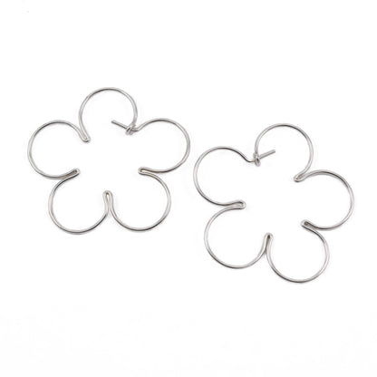 Blossom Flower Silver Hoop Earrings - Cloverleaf Jewelry