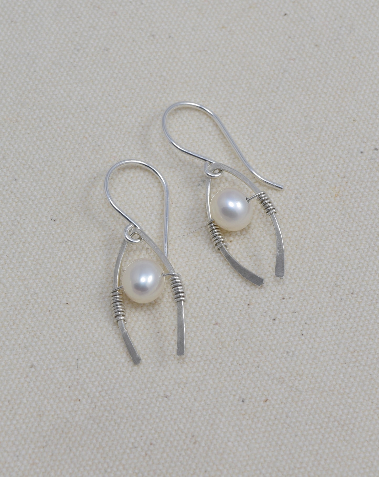 Bower Silver and Pearl Earrings