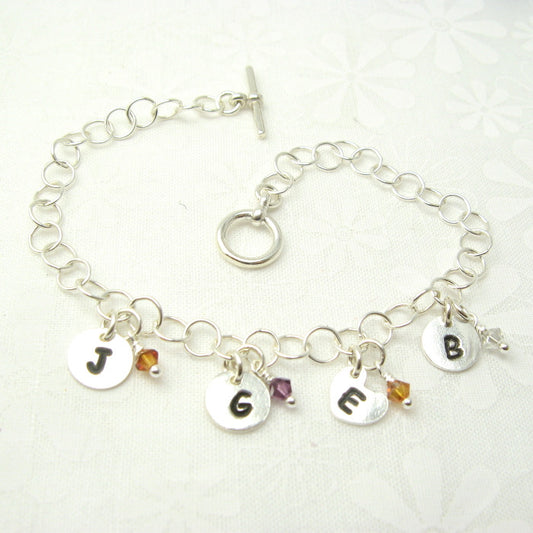 Min-I-nitials Silver Charm Bracelet - Cloverleaf Jewelry