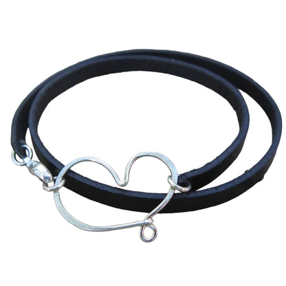 Cherish Heart Leather Wrap Bracelet - Cloverleaf Jewelry