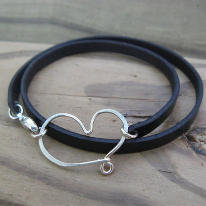 Cherish Heart Leather Wrap Bracelet - Cloverleaf Jewelry