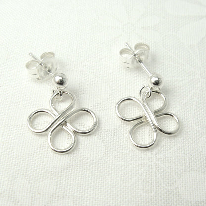 Clovers Silver Ball Post Earrings - Cloverleaf Jewelry