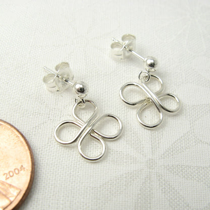 Clovers Silver Ball Post Earrings - Cloverleaf Jewelry