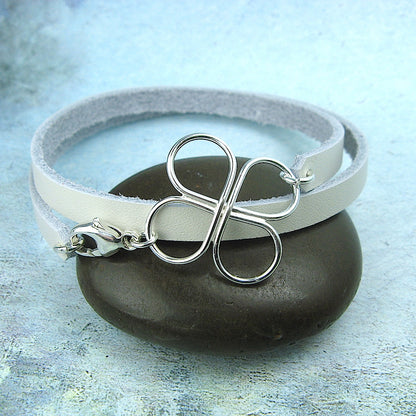Clover Leather Wrap Bracelet - Cloverleaf Jewelry