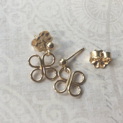 Clovers Gold Ball Post Earrings - Cloverleaf Jewelry