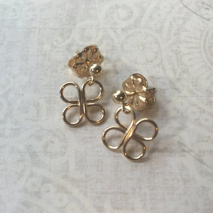 Clovers Gold Ball Post Earrings - Cloverleaf Jewelry