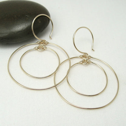 Concentric Gold Hoop Earrings - Cloverleaf Jewelry