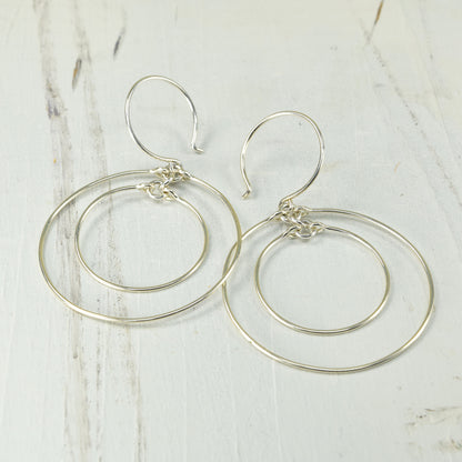 Concentric Silver Hoop Earrings - Cloverleaf Jewelry