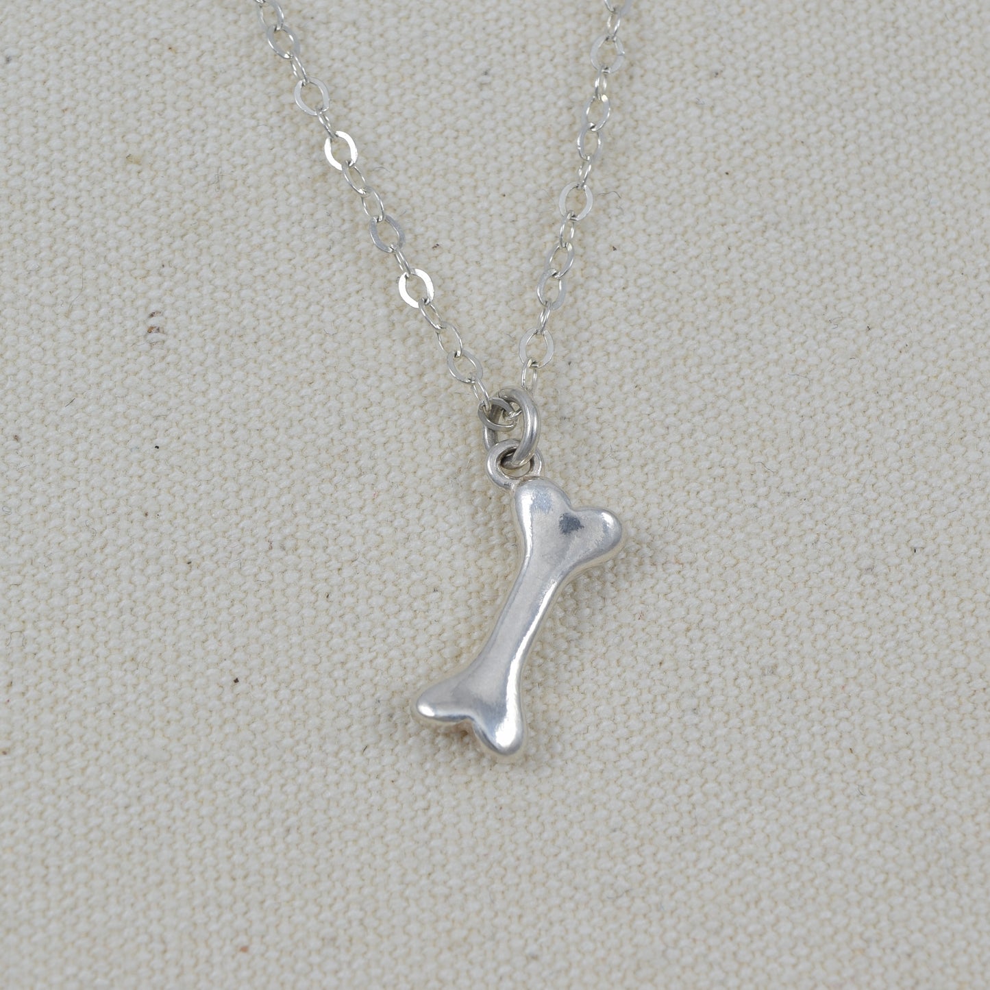 Silver Dog Bone Charm Necklace