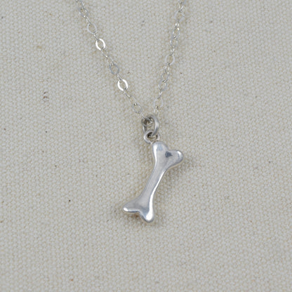 Silver Dog Bone Charm Necklace - Cloverleaf Jewelry