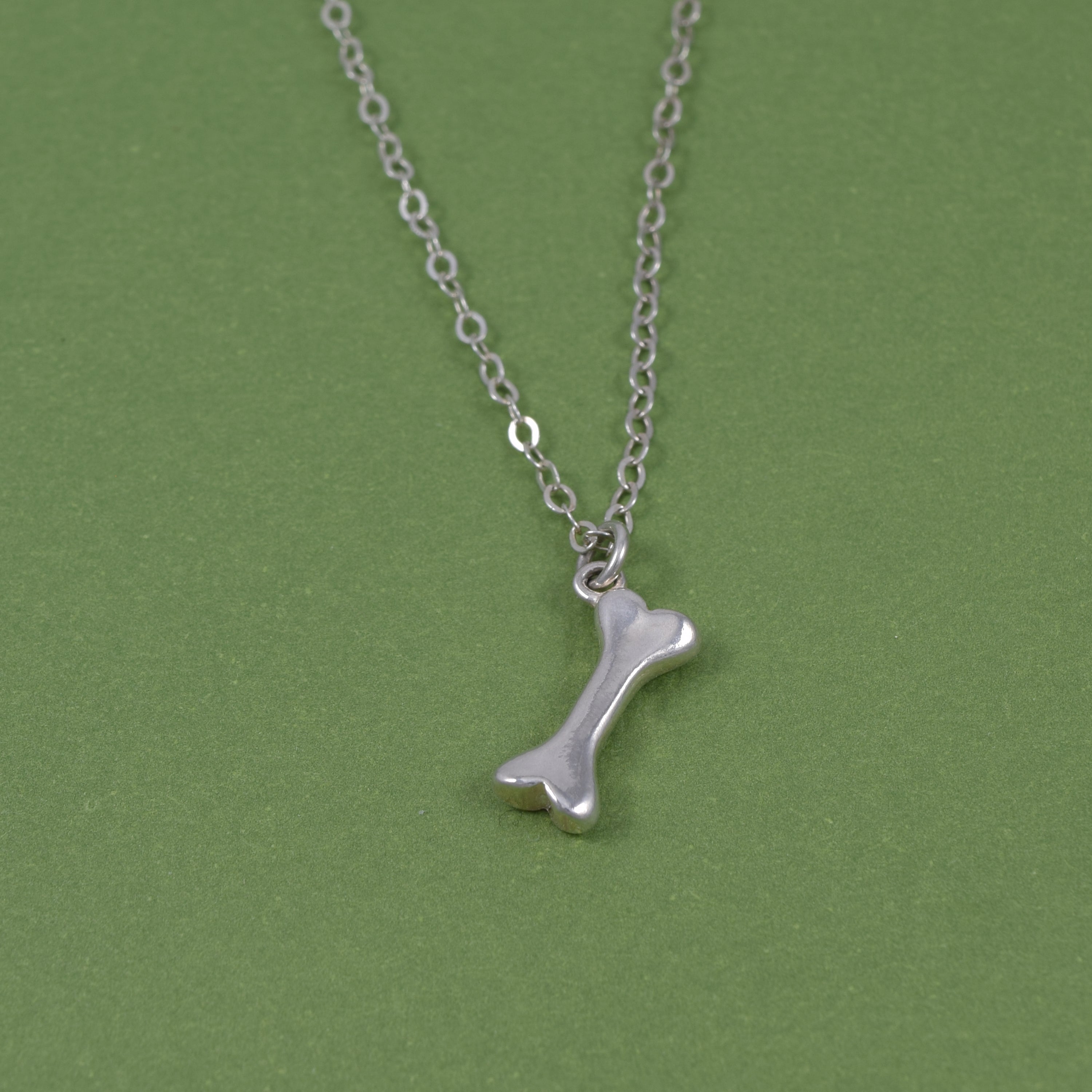 Silver Dog Bone Charm Necklace Cloverleaf Jewelry