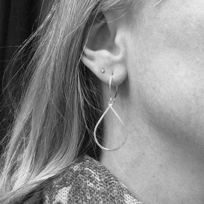 Geometric Silver Tear Drop Earrings - Cloverleaf Jewelry