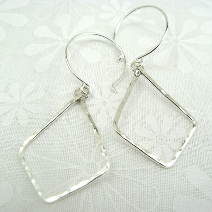 Geometric Silver Diamond Shaped Earrings - Cloverleaf Jewelry