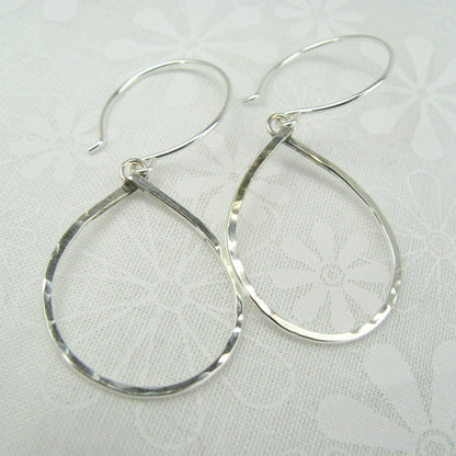 Geometric Silver Tear Drop Earrings - Cloverleaf Jewelry