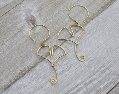 Ginkgo Leaf Gold Earrings - Cloverleaf Jewelry