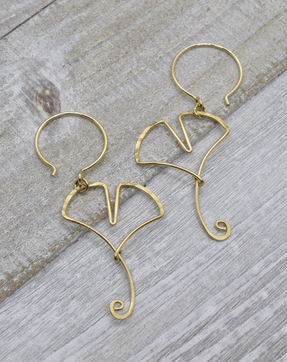 Ginkgo Leaf Gold Earrings - Cloverleaf Jewelry