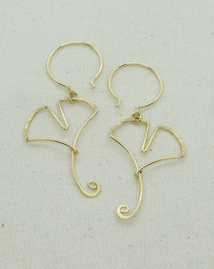 Ginkgo Leaf Gold Earrings - Cloverleaf Jewelry