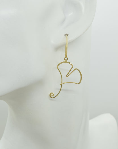 Ginkgo Leaf Gold Earrings - Cloverleaf Jewelry
