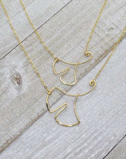 Ginkgo Leaf Gold Necklace - Cloverleaf Jewelry