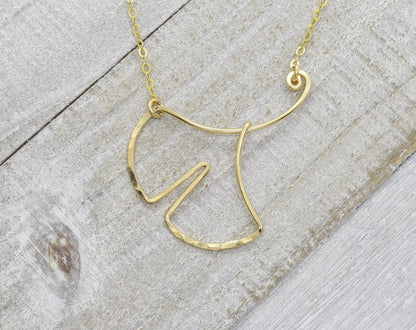 Ginkgo Leaf Gold Necklace - Cloverleaf Jewelry