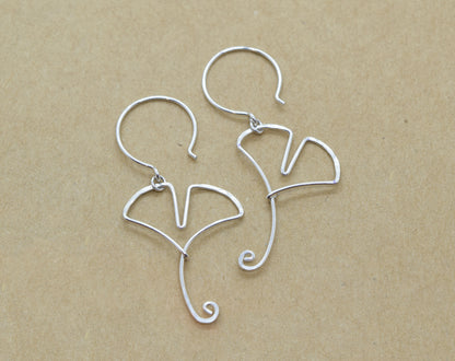 Ginkgo Leaf Silver Earrings - Cloverleaf Jewelry